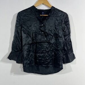 Gap Victorian Satin Crinkle‎ Blouse Fairy Grunge Henley Top Career Womens Small